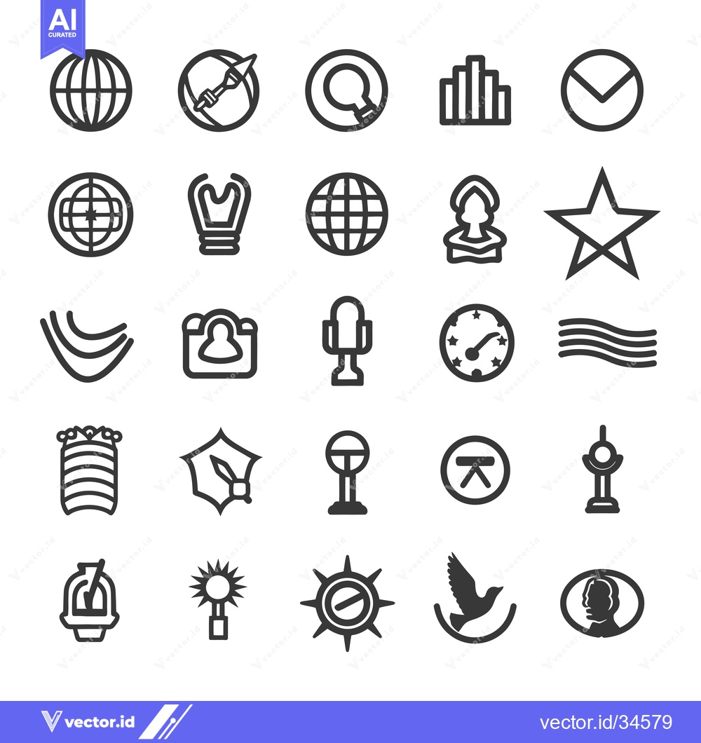 Premium Vector dari Collection of Various Line Icons in Black on White Background