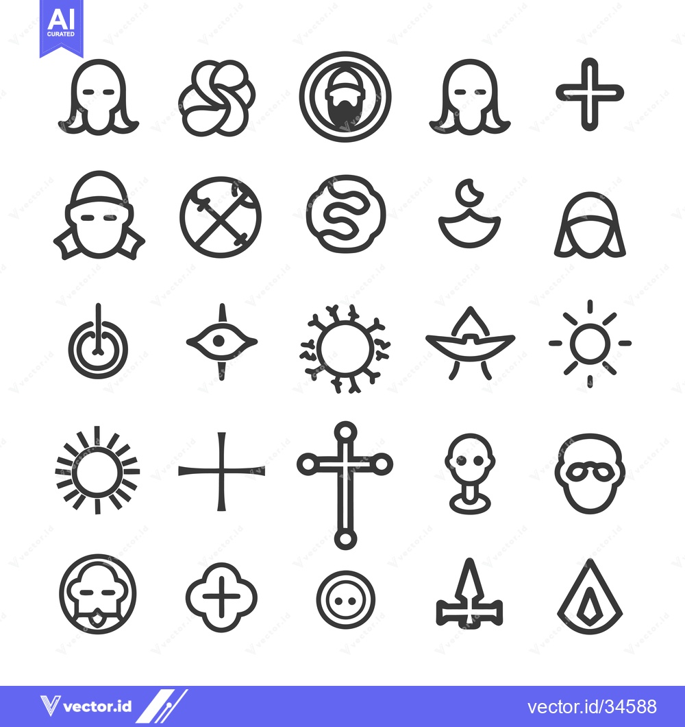 Premium Vector dari Collection of Various Religious and Spiritual Symbols in Line Art Styl