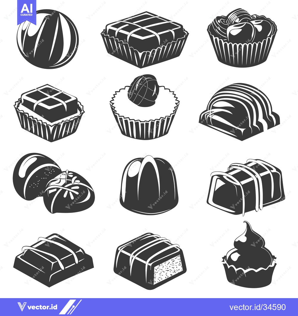 Premium Vector of Collection of Various Shapes of Chocolate Candies