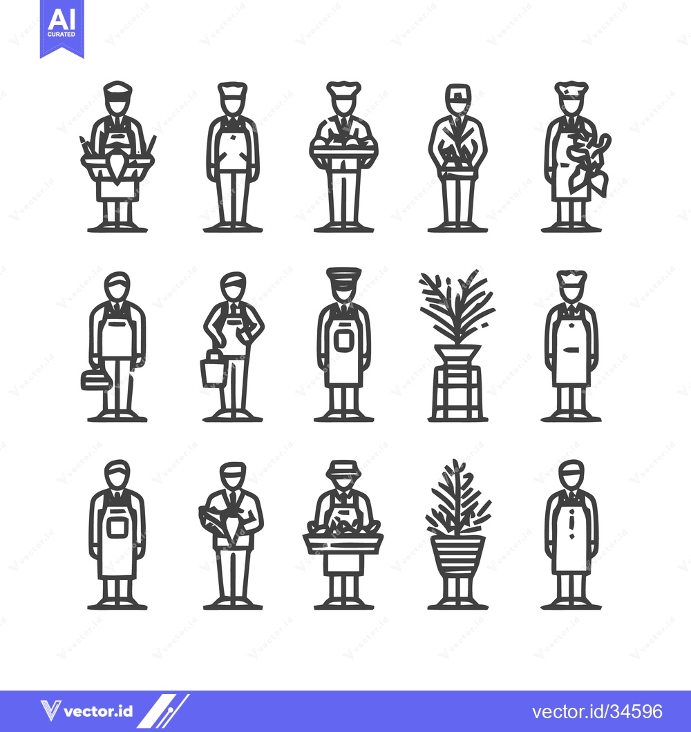 Premium Vector dari Line art illustrations of various people in different professions.