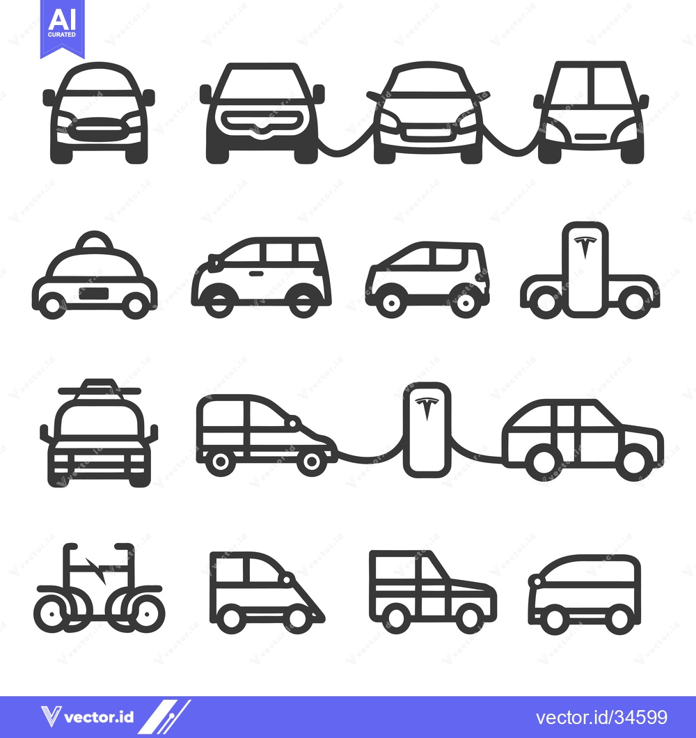 Premium Vector of Collection of Vehicle Icons in Outline Style