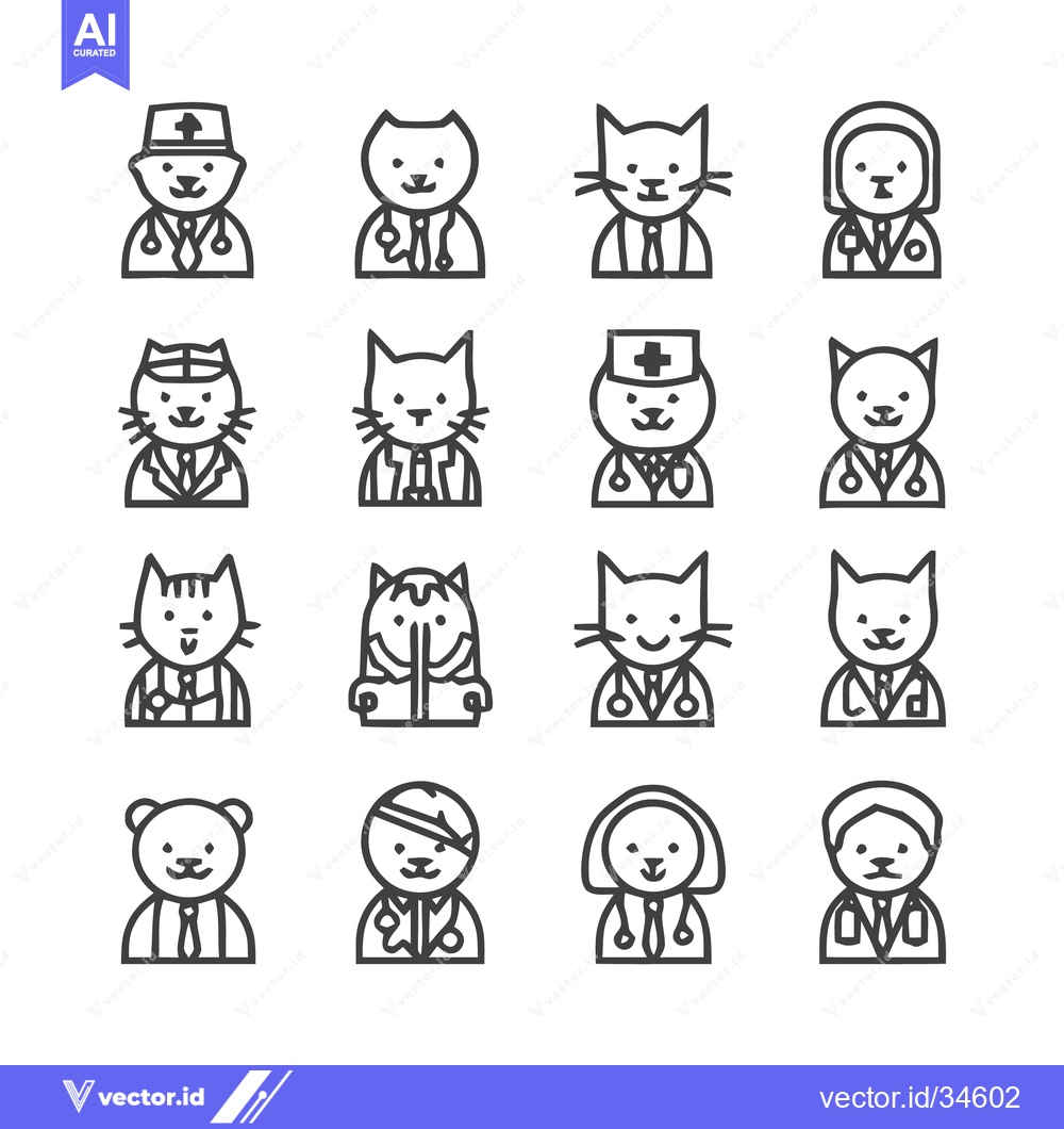 Premium Vector dari Veterinary Clinic Icons - A Collection of Pet Doctor Illustrations.