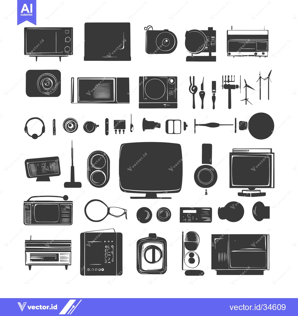 Premium Vector dari Collection of Vintage and Modern Electronic Devices