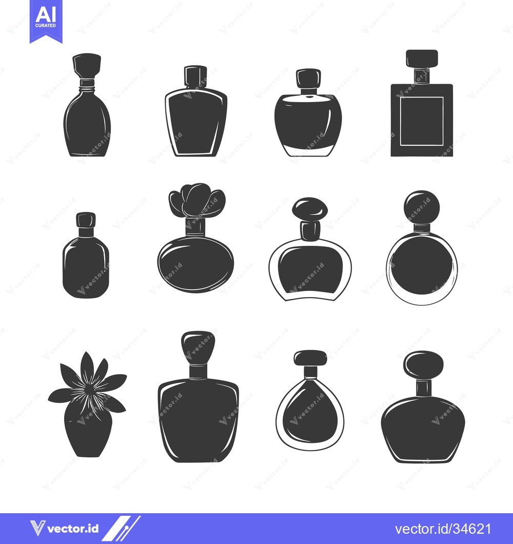 Premium Vector dari Collection of Vintage Perfume Bottle Silhouettes