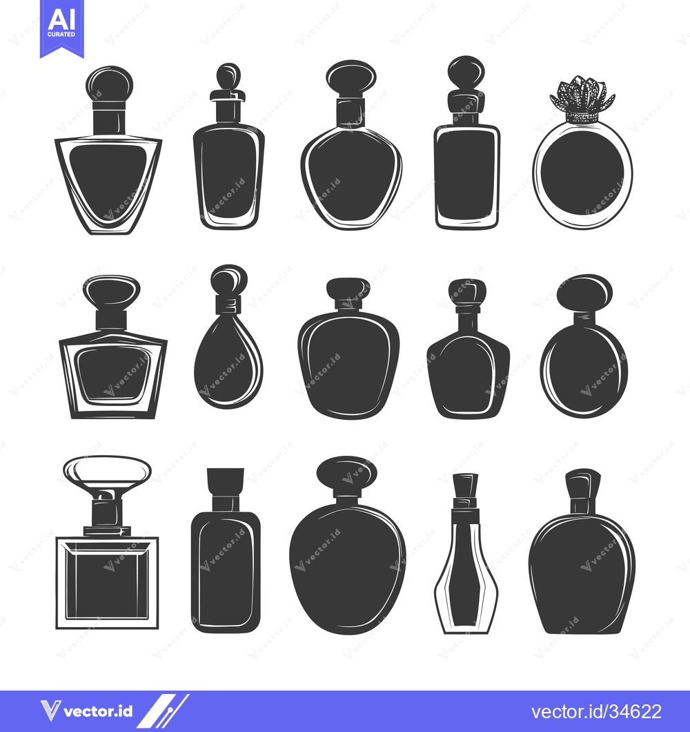 Premium Vector of Collection of Vintage Perfume Bottles in Black and White
