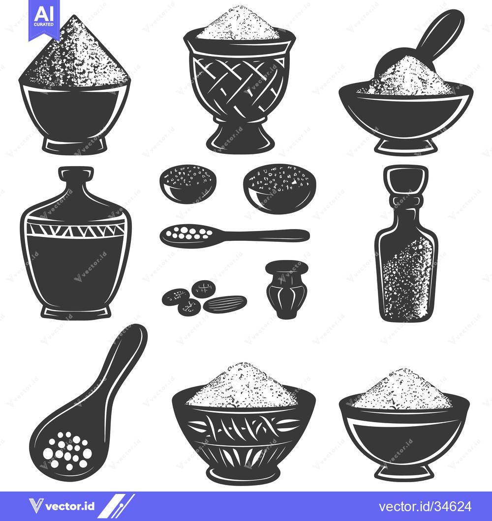 Premium Vector dari Collection of Vintage Style Illustrations of Salt in Various Container