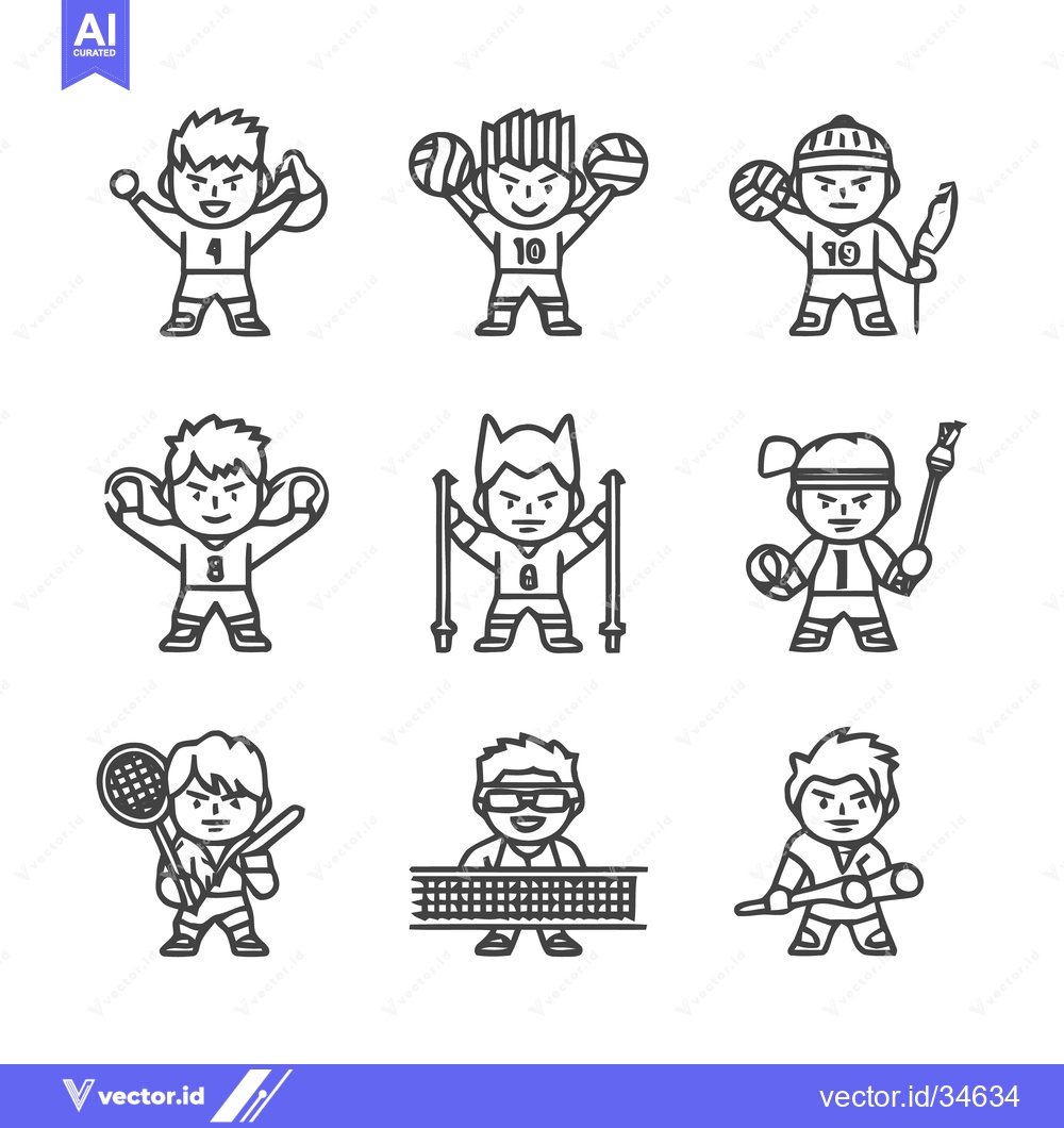 Premium Vector of Sports Icons - Diverse Athletes in Action.