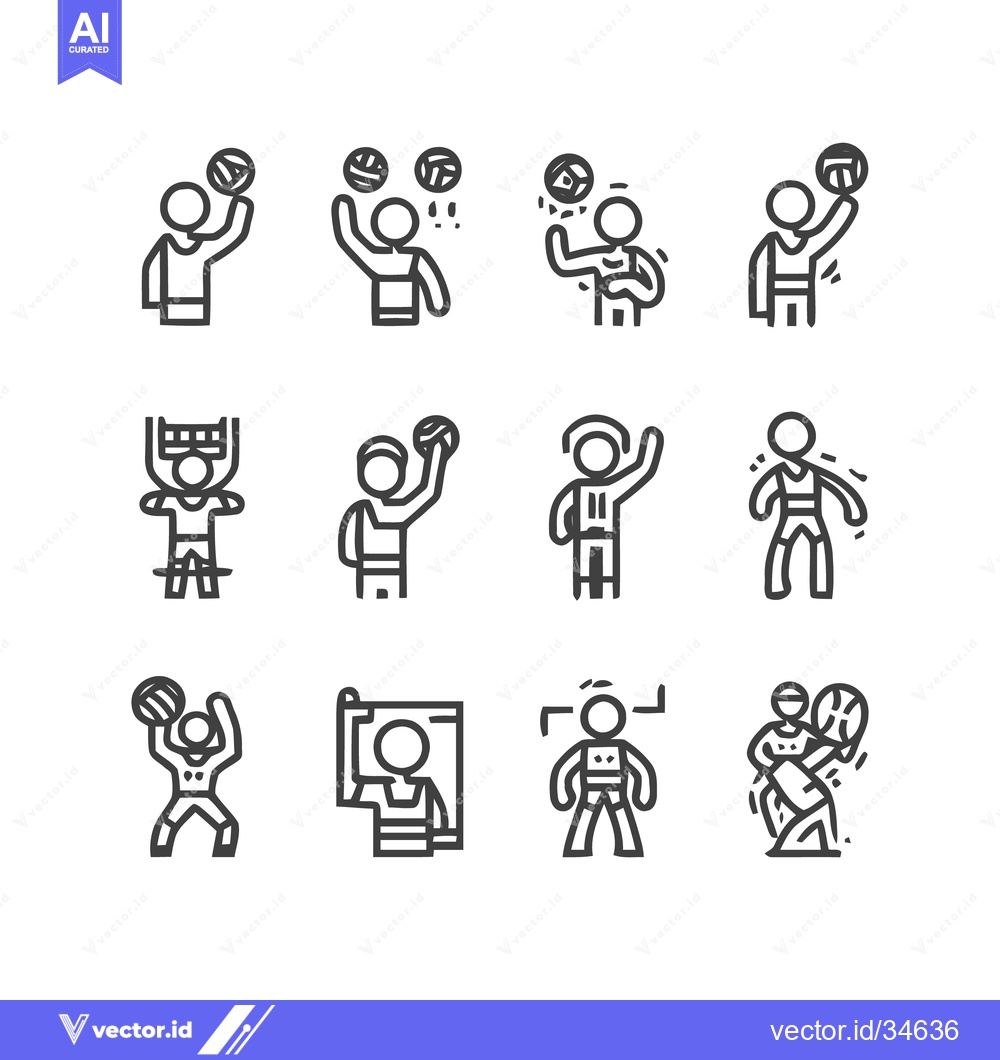 Premium Vector dari Sports Icons - Volleyball, Badminton, and Other Athletic Activities.