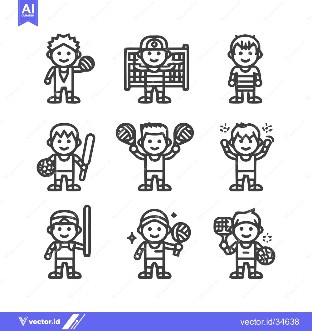 Premium Vector of Diverse Sports Icons Depicting Various Athletic Activities.