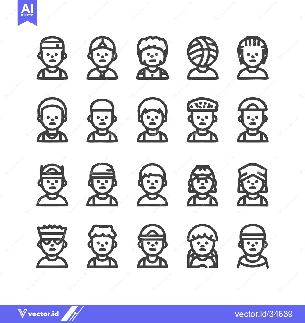Premium Vector of Collection of various line art people icons for design.