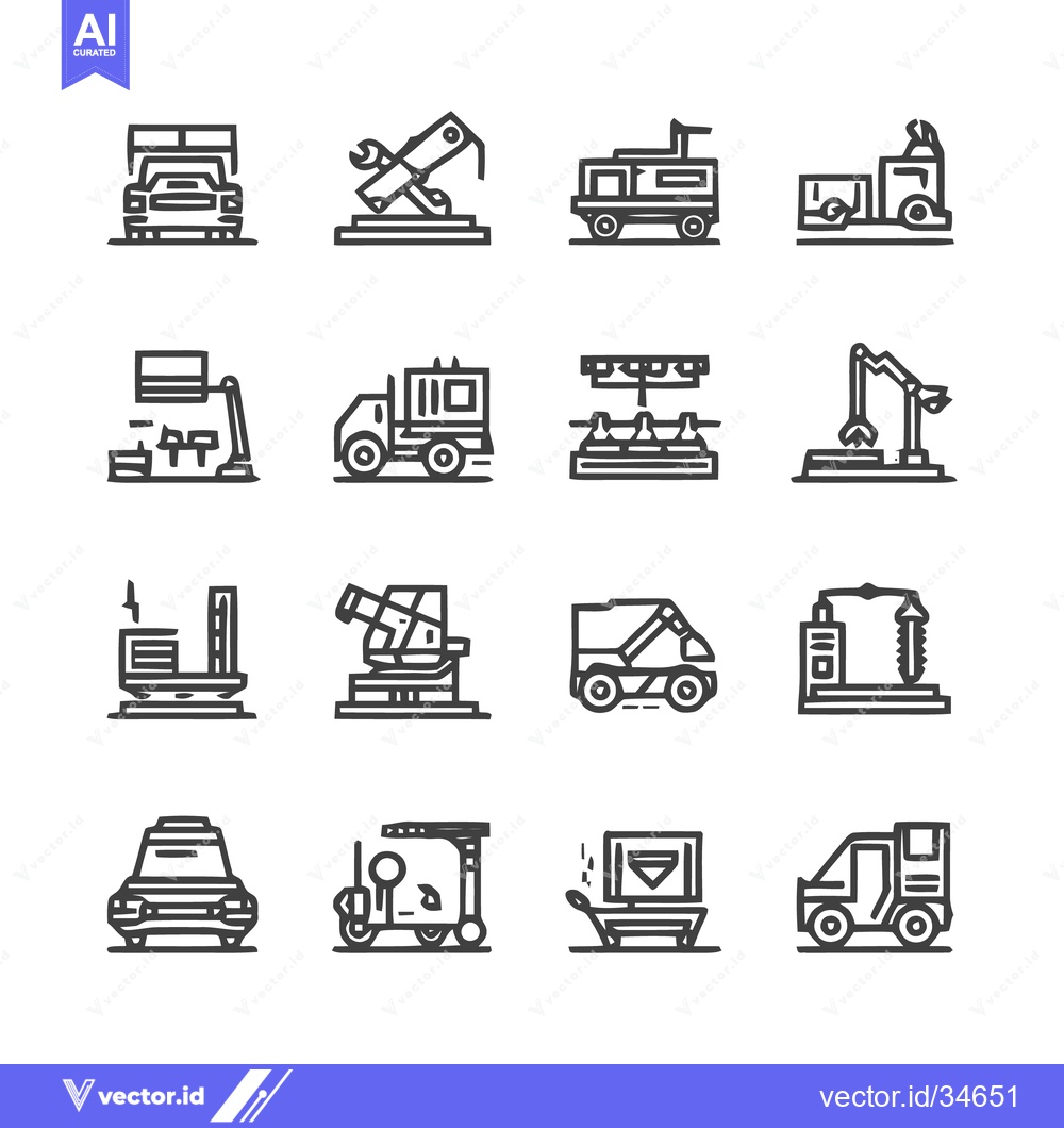 Premium Vector dari Industrial Machinery and Equipment Icons Set.