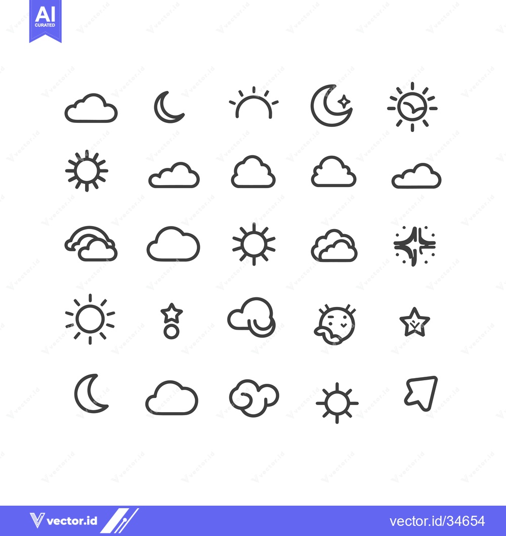 Premium Vector dari Collection of Weather Icons Including Sun, Moon, and Cloud