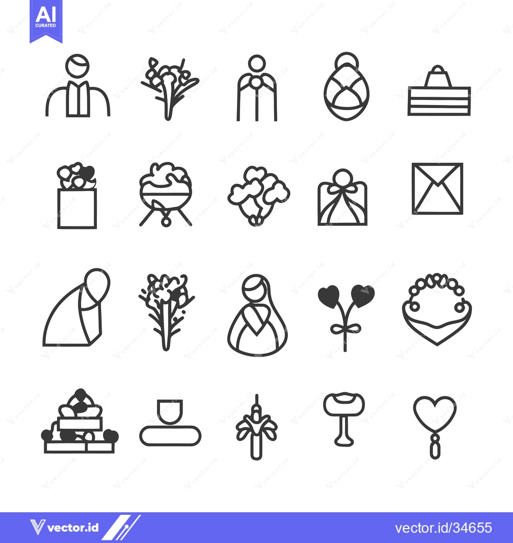 Premium Vector dari Collection of Wedding and Love Related Line Icons
