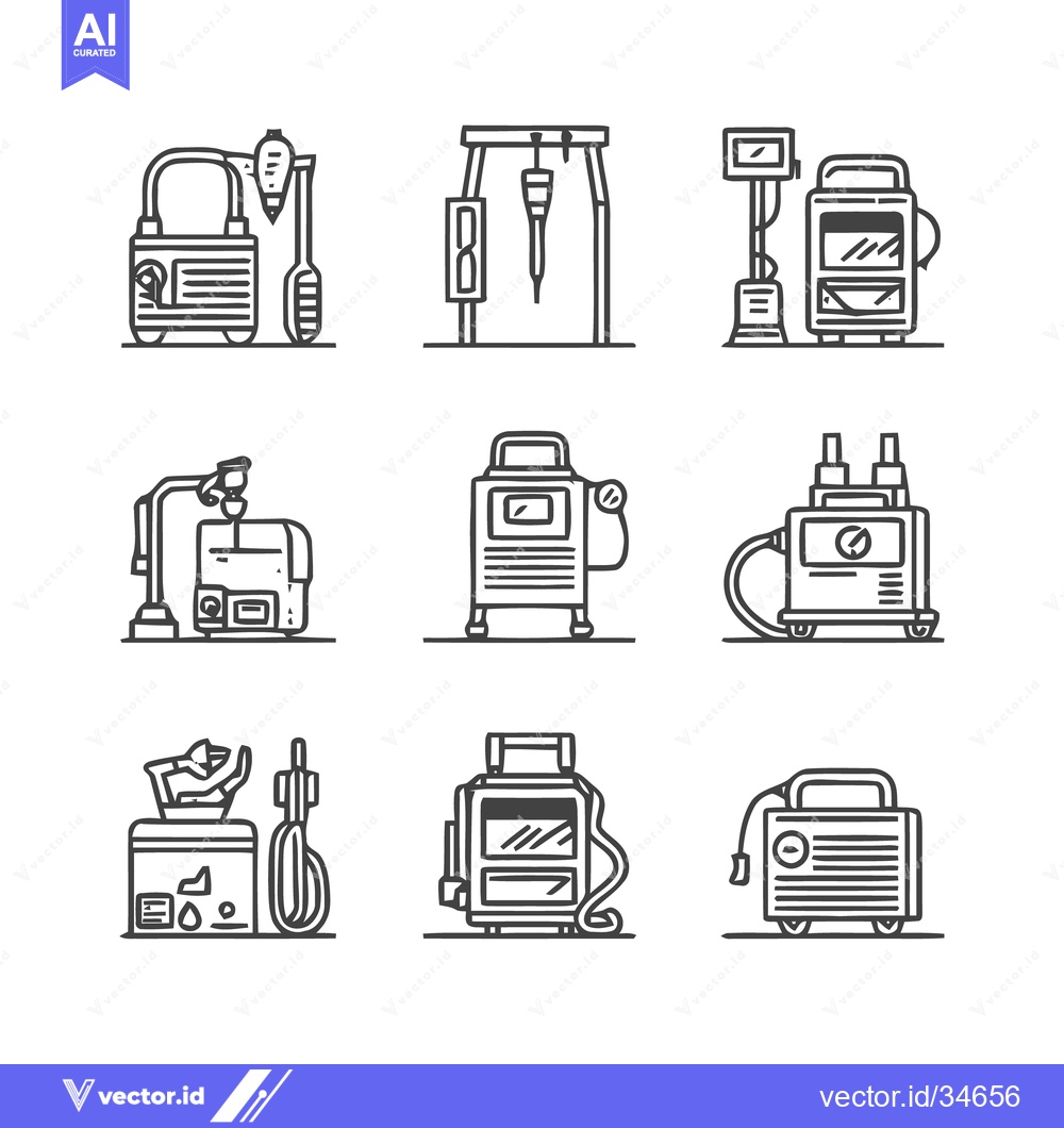 Premium Vector dari Collection of Industrial Equipment and Machinery Icons.