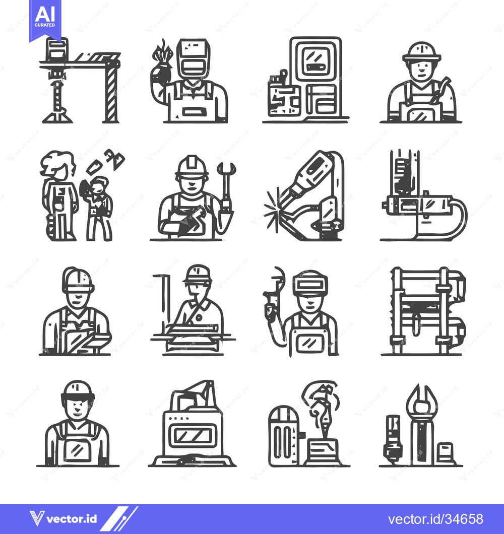 Premium Vector of Welding and Industrial Icons - A Comprehensive Collection.