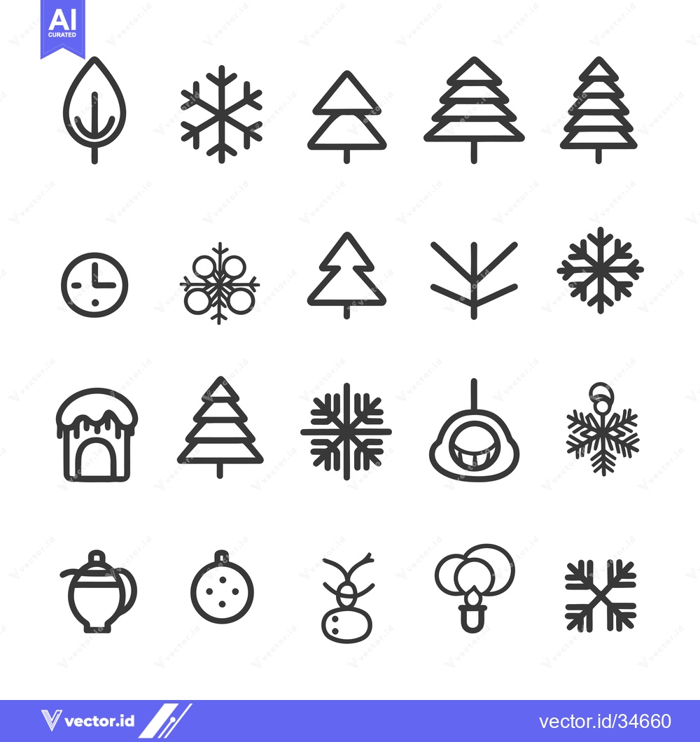Premium Vector of Collection of Winter Themed Line Icons