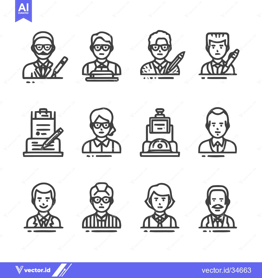 Premium Vector of Diverse professional icons representing various occupations and roles.