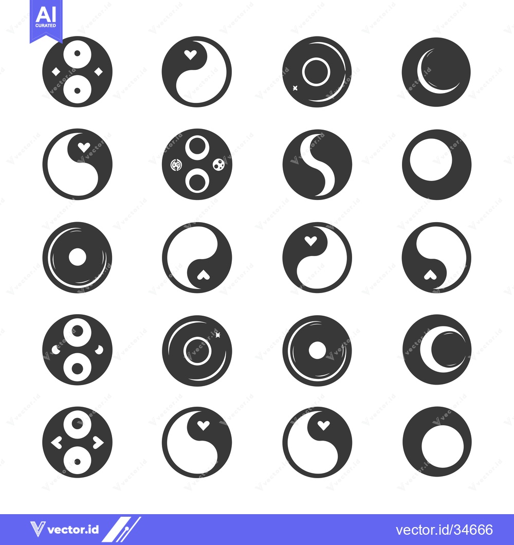 Premium Vector dari Collection of Yin-Yang and Other Circular Symbols