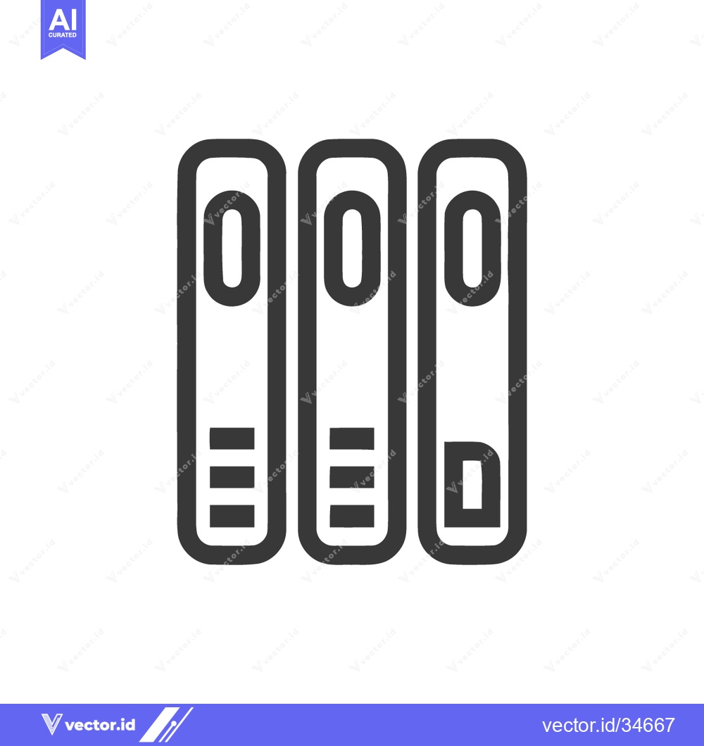 Premium Vector of Three Books Icon: Simple Black Outline on White Background, Minimalist