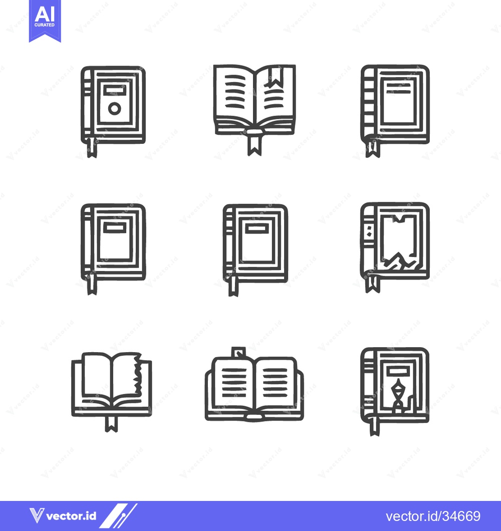 Premium Vector dari Minimalist Book Icons: Collection of Reading, Learning, and Library Sy