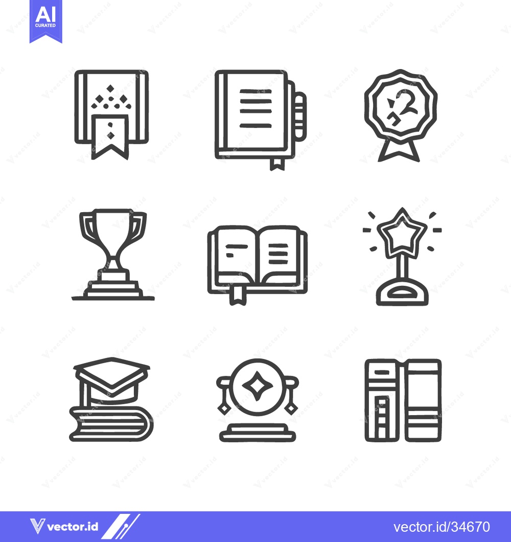 Premium Vector dari Education and Achievement Icon Set: Books, Awards, and Academic Symbol