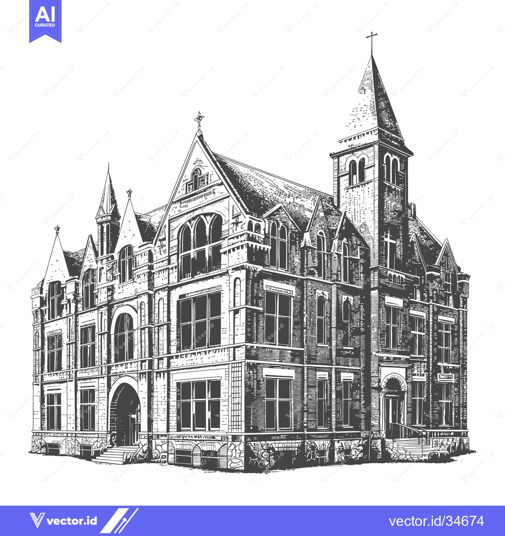 Premium Vector dari An illustration of a grand old brick building