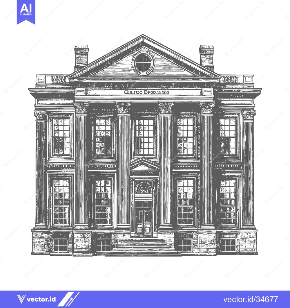 Premium Vector dari Elegant Classical Building Architectural Drawing