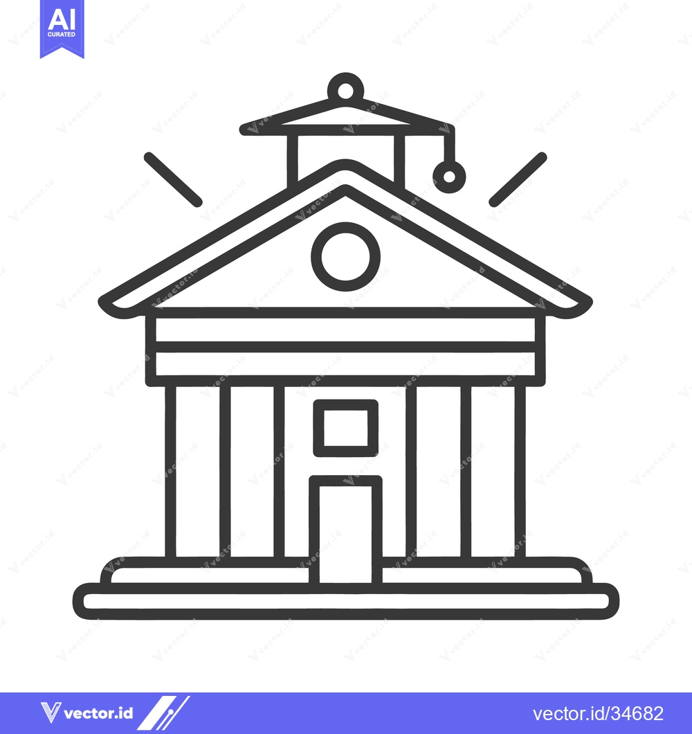 Premium Vector dari Simple black and white illustration of a university building symbol