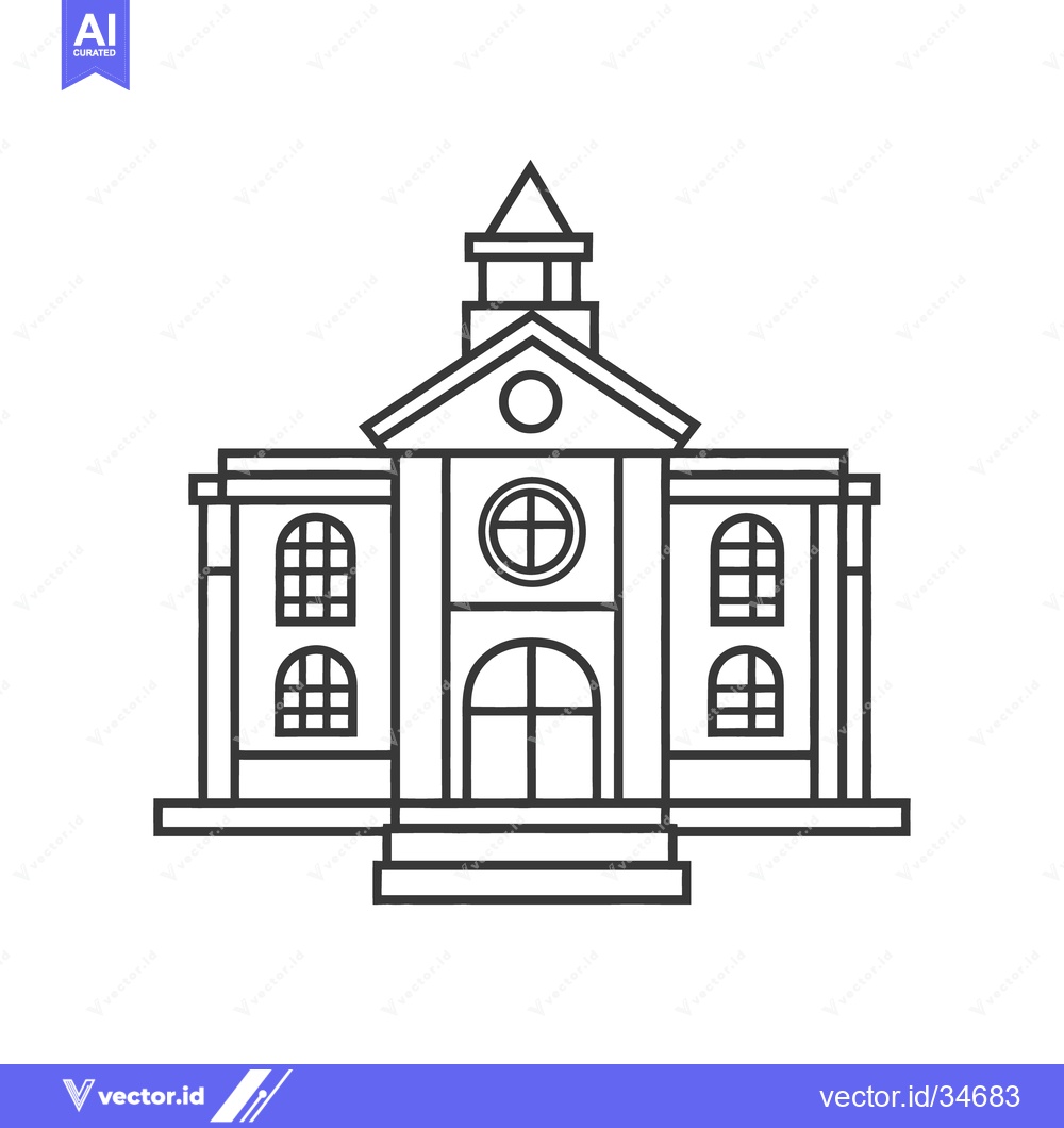 Premium Vector dari A simple black and white illustration of a building front view
