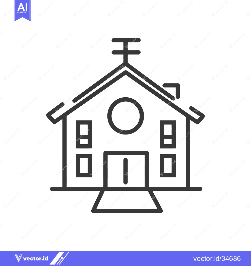 Premium Vector of A simple black line drawing depicting a church building