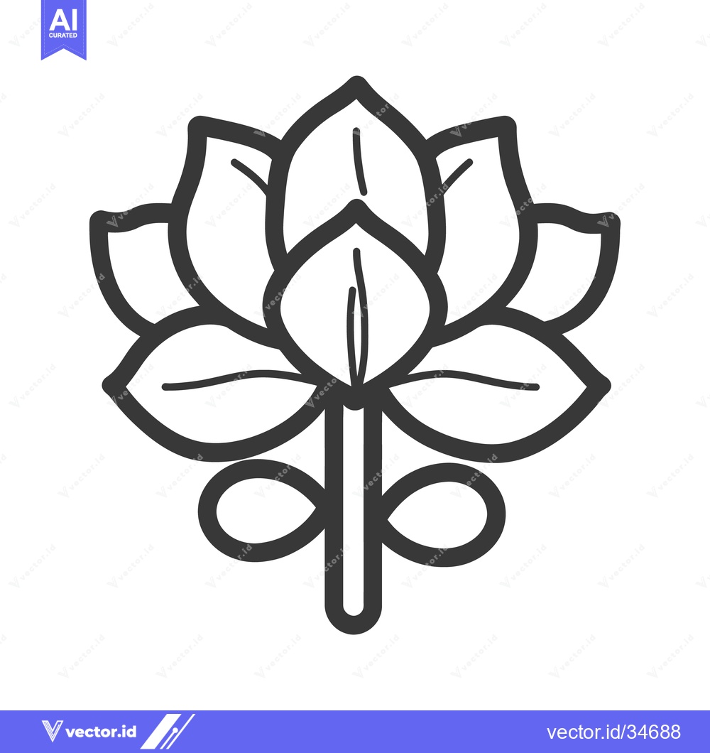Premium Vector dari A stylized black and white illustration of a lotus flower blossom