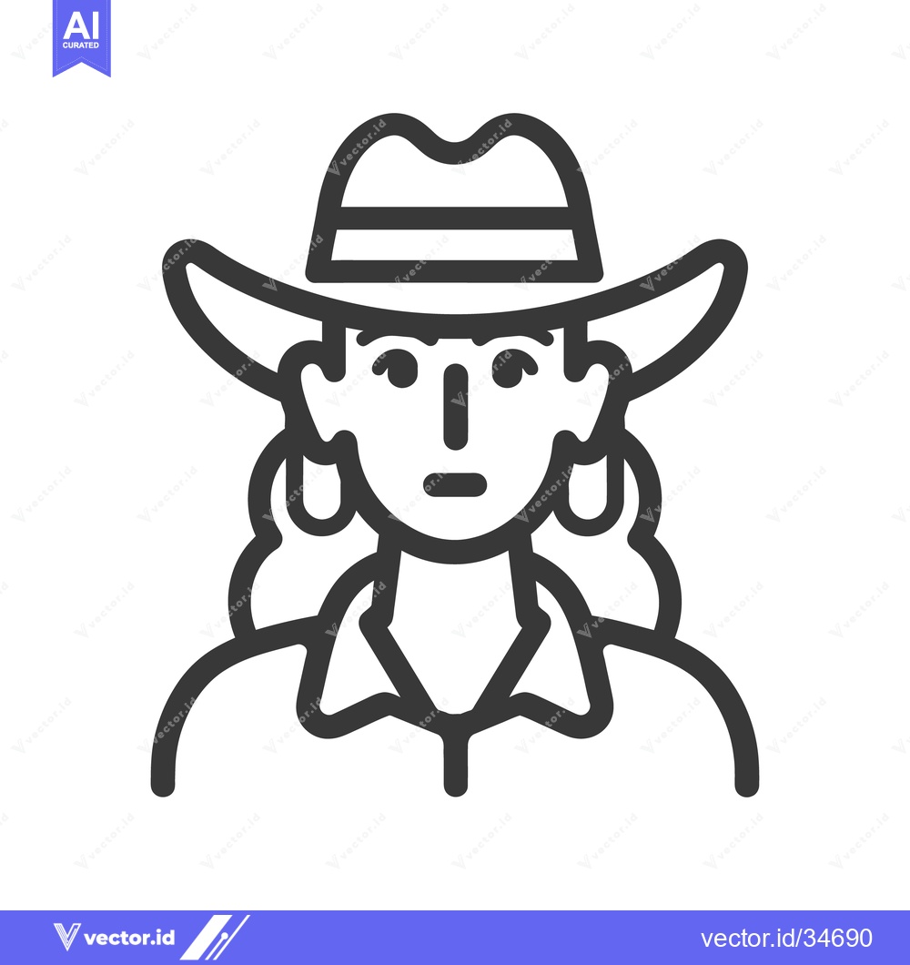 Premium Vector dari A simplified outline of a person wearing a cowboy hat