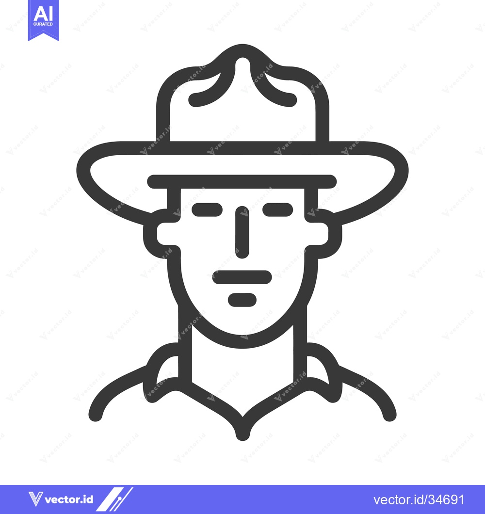 Premium Vector dari A linear outline depiction of a person wearing a hat