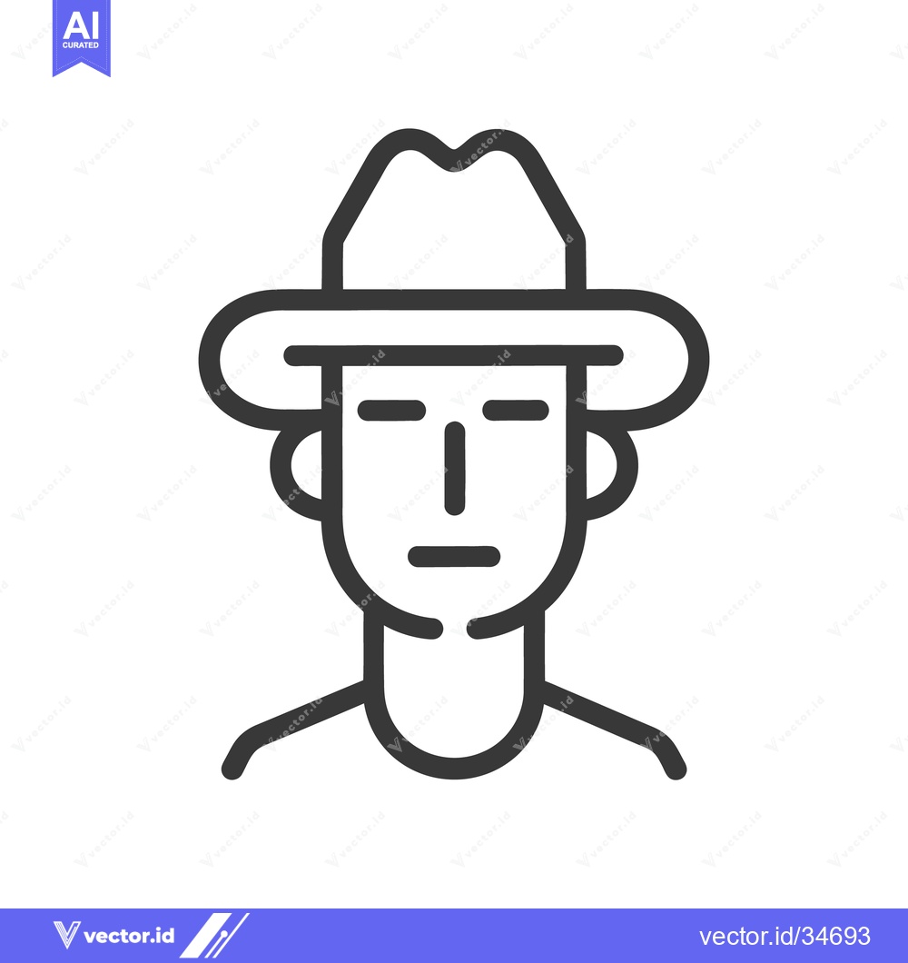 Premium Vector of Simple Line Art Depiction Of A Person Wearing A Hat