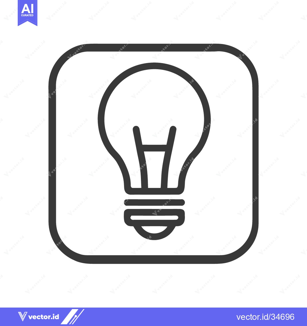 Premium Vector of Minimalist Lightbulb Icon in Rounded Square Frame, Idea Symbol