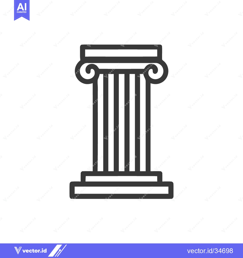 Premium Vector dari Ionic Column Icon: Classic Architecture, Minimalist Design, Black Outl