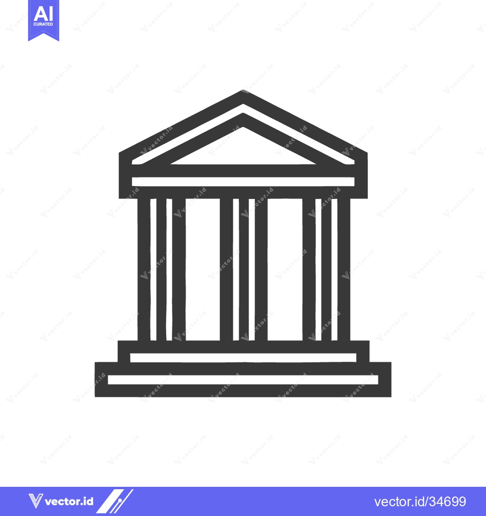 Premium Vector of Minimalist Parthenon Icon: Simple Greek Temple Outline on White