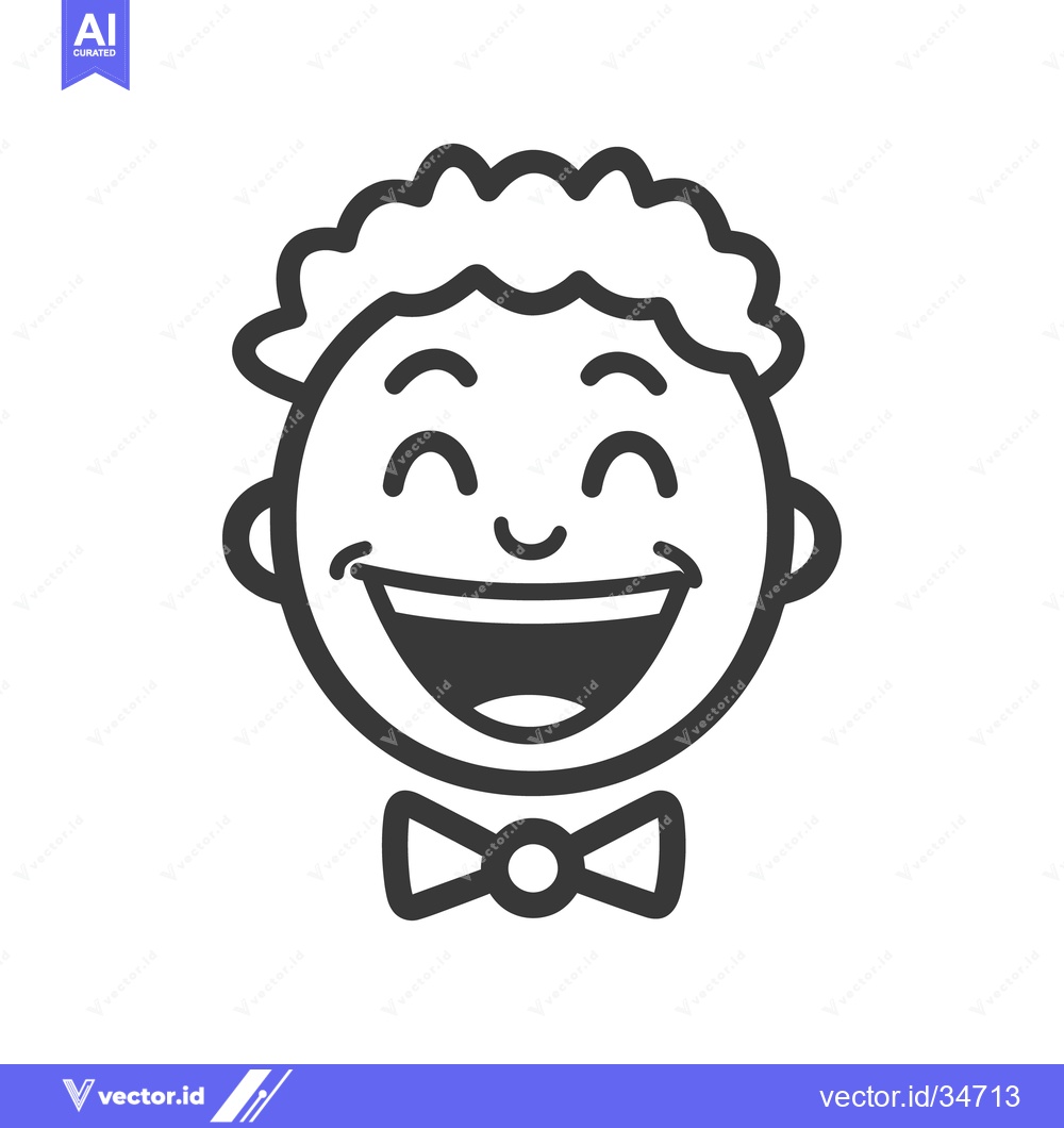 Premium Vector dari A smiling cartoon face wearing a bow tie shows happiness