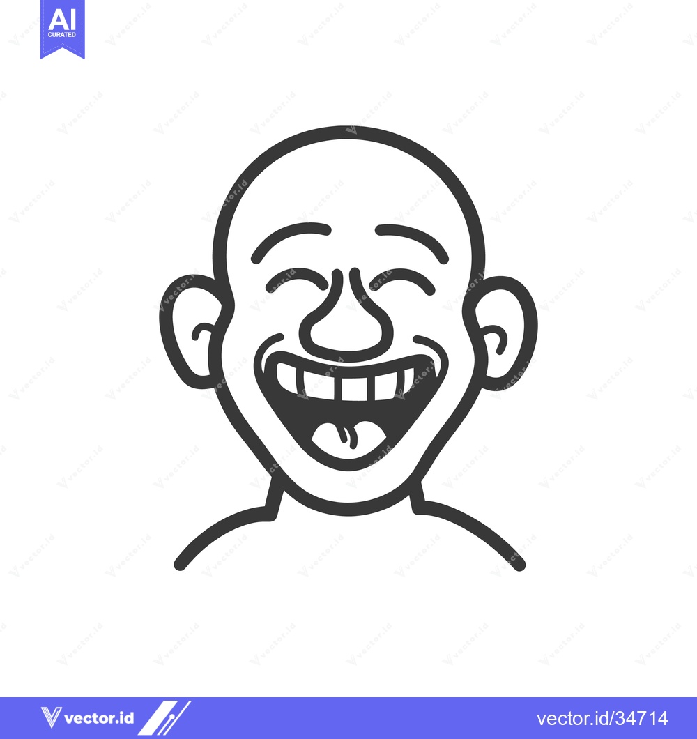 Premium Vector dari A smiling bald human face with exaggerated facial features is visible