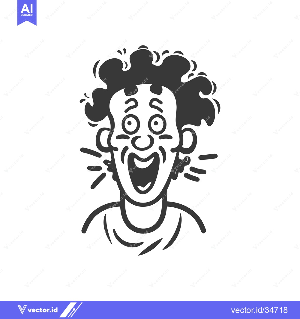 Premium Vector of An illustrated cartoon character with a wide open mouth screaming