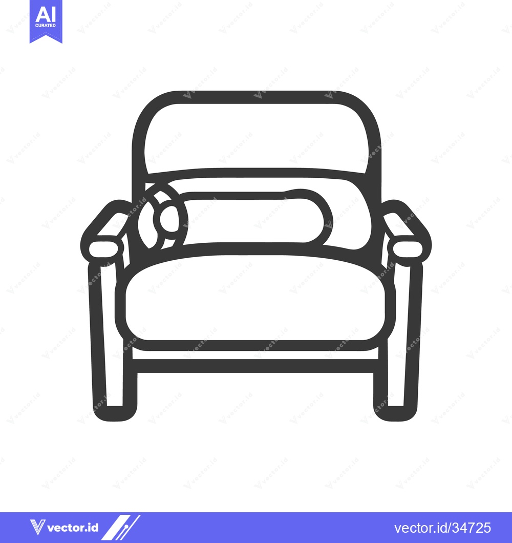 Premium Vector dari A simple black and white image of a cushioned armchair