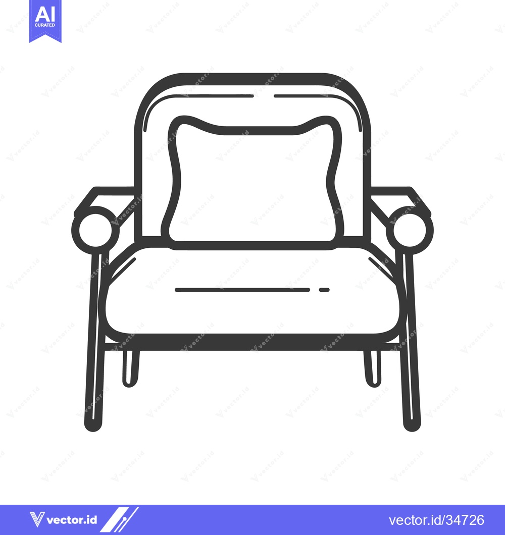 Premium Vector of A simple black and white illustration of a modern armchair