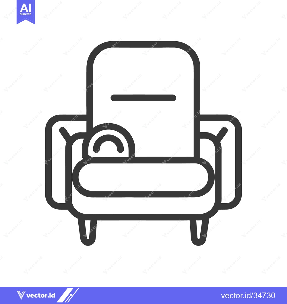 Premium Vector dari A simple line drawing of an armchair with a pillow
