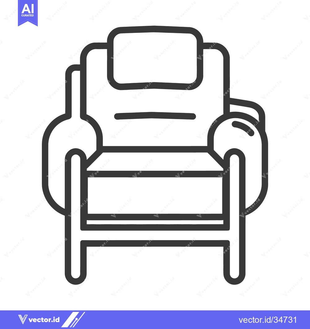 Premium Vector dari A simple line drawing representing a comfortable upholstered armchair