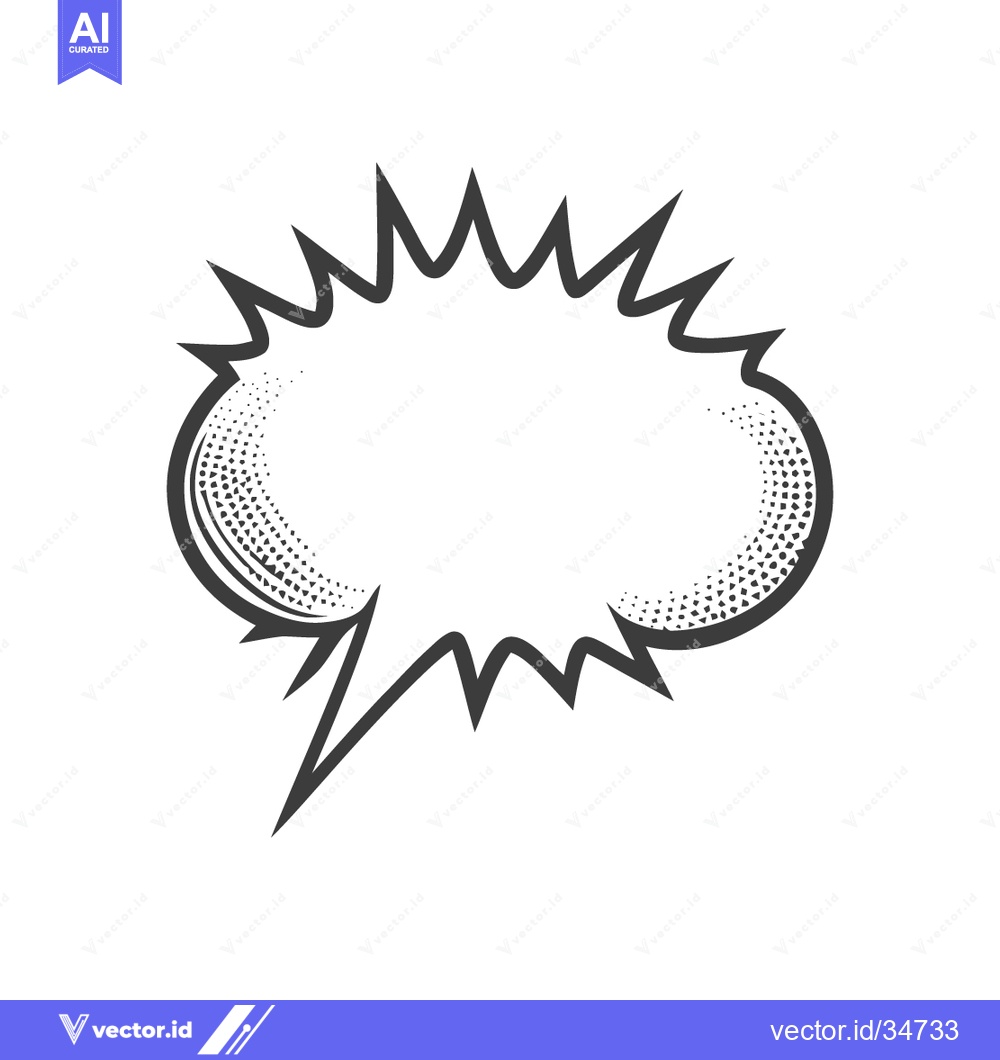 Premium Vector dari Retro Comic Book Explosion Speech Bubble with Halftone Shading