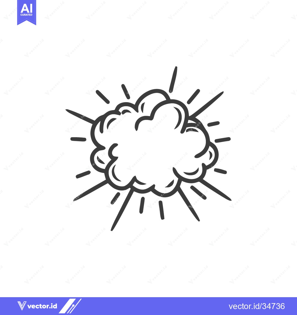 Premium Vector dari Comic Explosion Cloud: Bold Outline, Dynamic Burst, Isolated on White