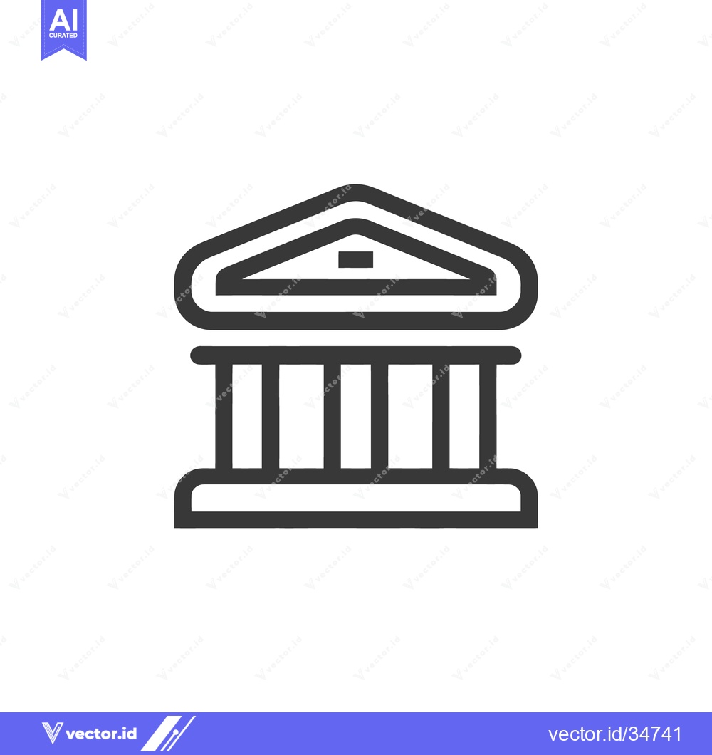 Premium Vector dari Minimalist Icon of Classical Greek Temple with Columns and Pediment