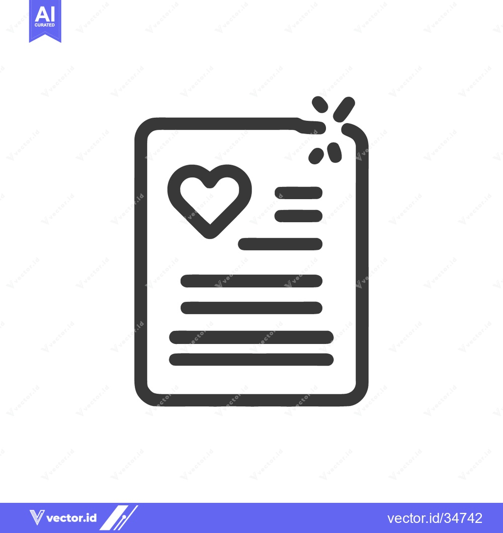 Premium Vector dari Heartfelt Document Icon: Minimalist Design with Love and Information