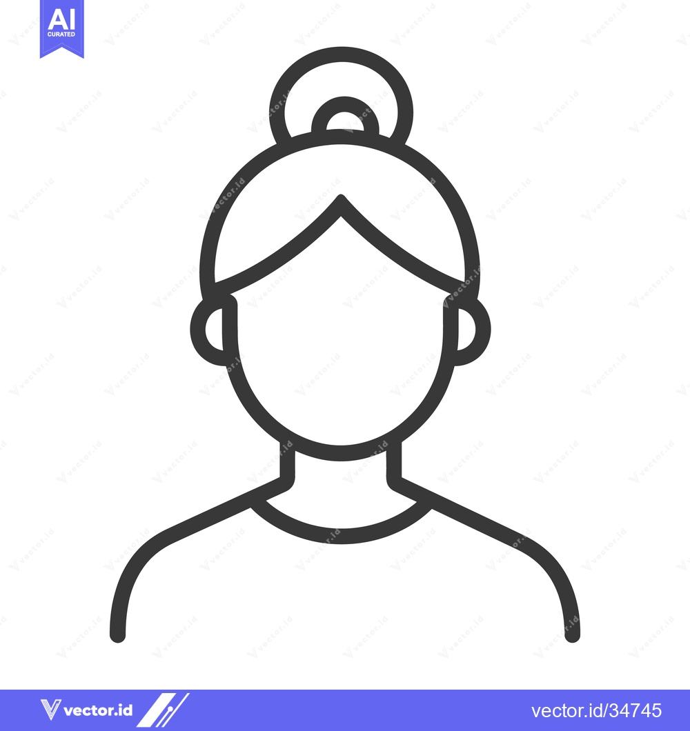 Premium Vector of Simple vector illustration of a female person with hair tied up