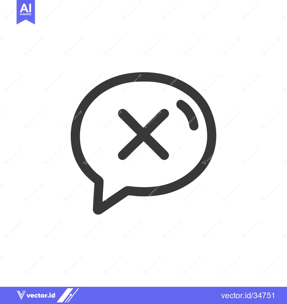 Premium Vector dari Speech Bubble with Cross Mark: Simple Black Line Icon on White Backgro